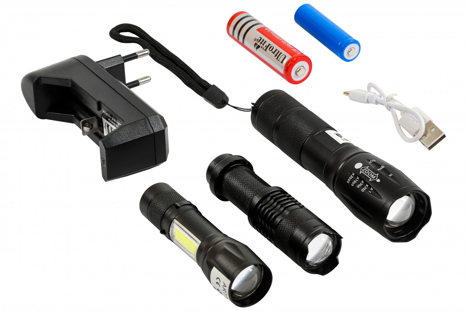 Набір Ліхтариків Ручних Акумуляторних (Кишенькових) Led (3Шт) Xm-L